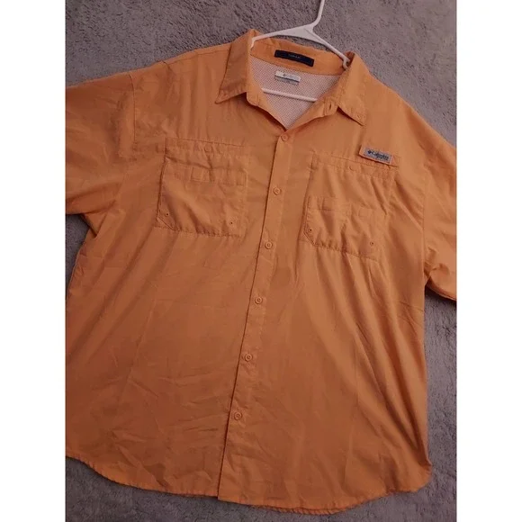 Chemise Columbia PFG Super Tamiami Homme - Manches Longues - Orange Pêche - Taille XXL